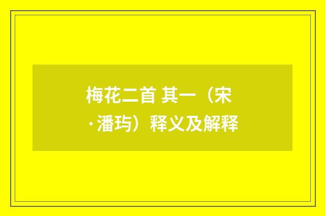 梅花二首 其一（宋·潘玙）释义及解释