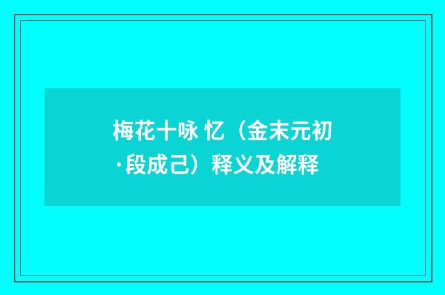 梅花十咏 忆（金末元初·段成己）释义及解释