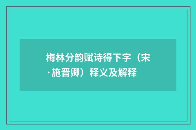 梅林分韵赋诗得下字（宋·施晋卿）释义及解释