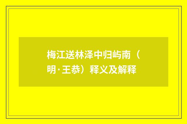 梅江送林泽中归屿南（明·王恭）释义及解释