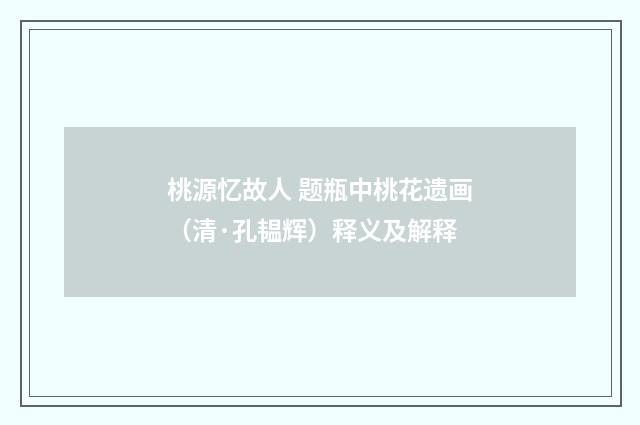 桃源忆故人 题瓶中桃花遗画（清·孔韫辉）释义及解释