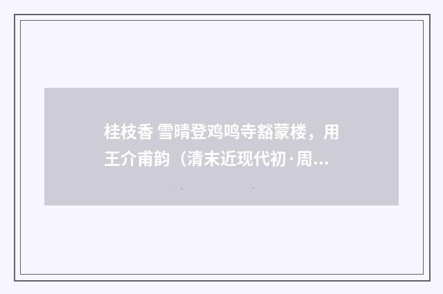 桂枝香 雪晴登鸡鸣寺豁蒙楼，用王介甫韵（清末近现代初·周岸登）释义及解释
