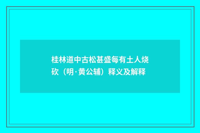 桂林道中古松甚盛每有土人烧砍（明·黄公辅）释义及解释