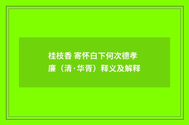 桂枝香 寄怀白下何次德孝廉（清·华胥）释义及解释