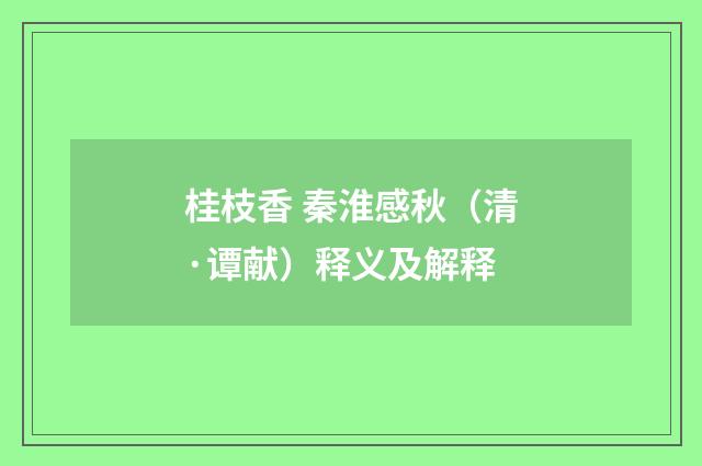 桂枝香 秦淮感秋（清·谭献）释义及解释