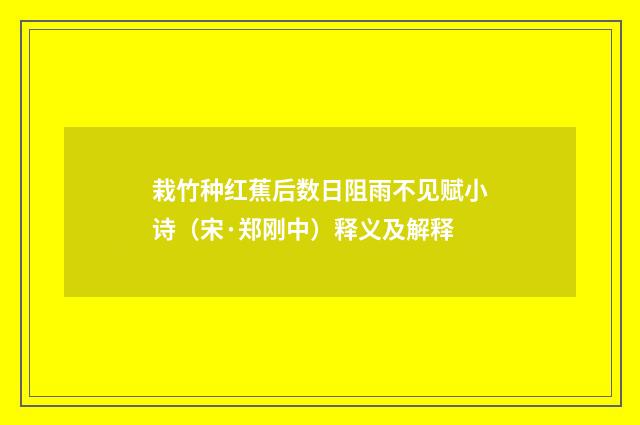 栽竹种红蕉后数日阻雨不见赋小诗（宋·郑刚中）释义及解释