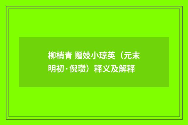 柳梢青 赠妓小琼英（元末明初·倪瓒）释义及解释