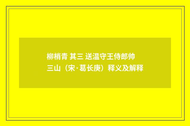 柳梢青 其三 送温守王侍郎帅三山（宋·葛长庚）释义及解释