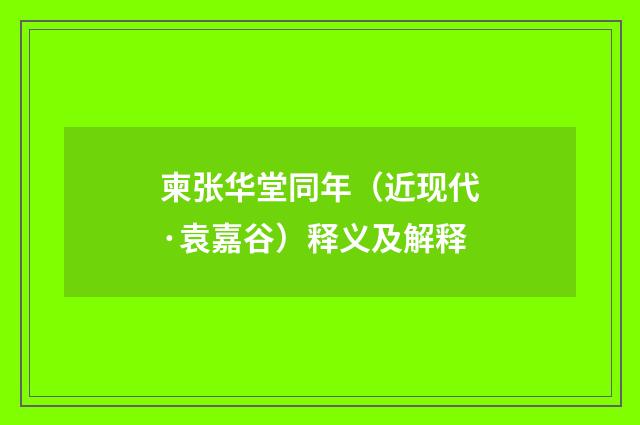 柬张华堂同年（近现代·袁嘉谷）释义及解释