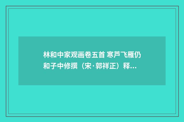 林和中家观画卷五首 寒芦飞雁仍和子中修撰（宋·郭祥正）释义及解释