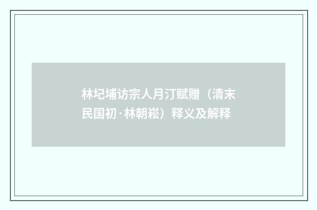 林圮埔访宗人月汀赋赠（清末民国初·林朝崧）释义及解释