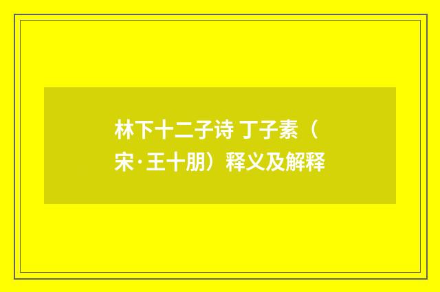 林下十二子诗 丁子素（宋·王十朋）释义及解释