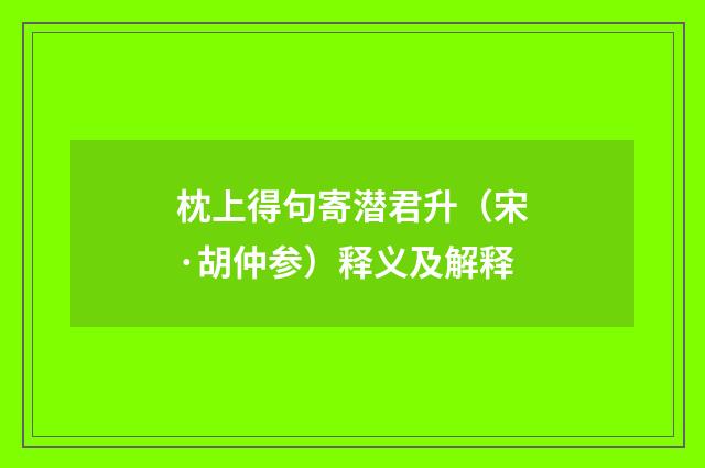 枕上得句寄潜君升（宋·胡仲参）释义及解释