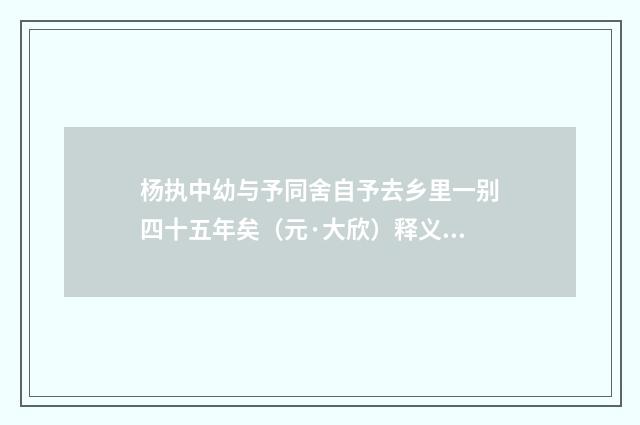 杨执中幼与予同舍自予去乡里一别四十五年矣（元·大欣）释义及解释