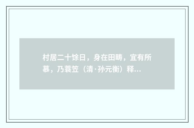 村居二十馀日，身在田畴，宜有所慕，乃蓑笠（清·孙元衡）释义及解释