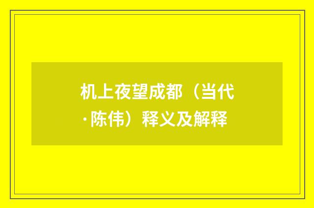 机上夜望成都（当代·陈伟）释义及解释