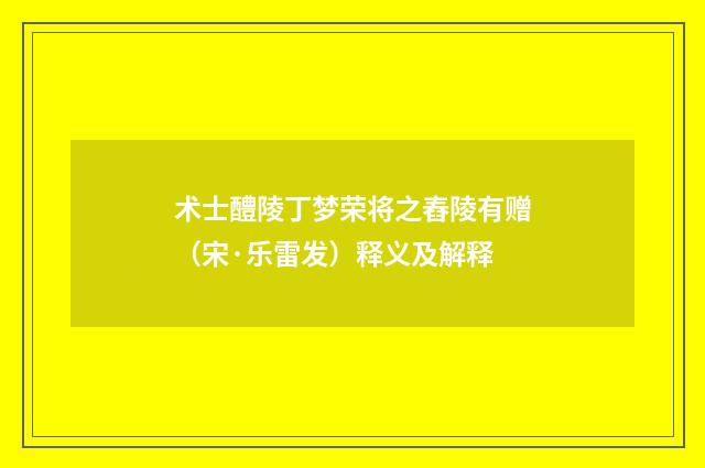 术士醴陵丁梦荣将之舂陵有赠（宋·乐雷发）释义及解释