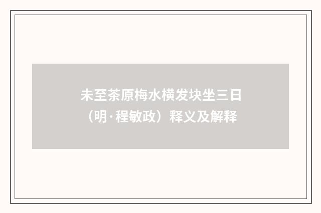未至茶原梅水横发块坐三日（明·程敏政）释义及解释