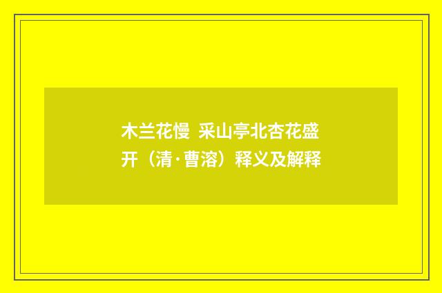 木兰花慢 采山亭北杏花盛开（清·曹溶）释义及解释