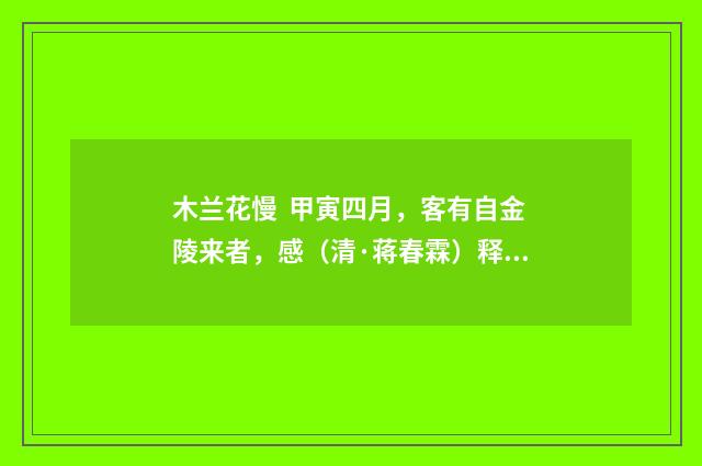 木兰花慢 甲寅四月，客有自金陵来者，感（清·蒋春霖）释义及解释