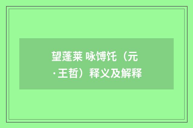 望蓬莱 咏馎饦（元·王哲）释义及解释