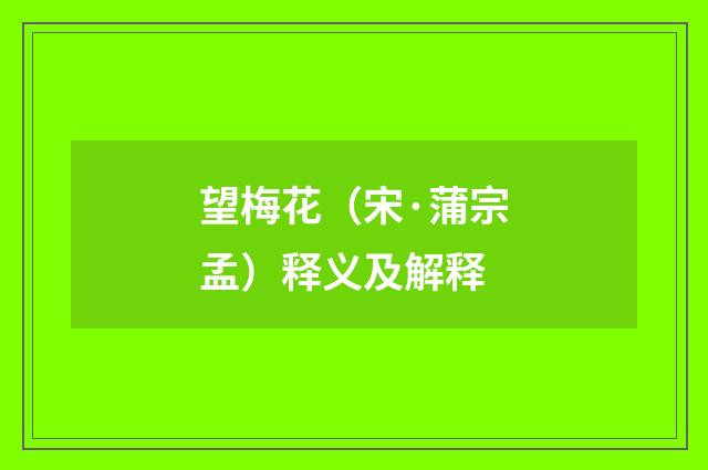 望梅花（宋·蒲宗孟）释义及解释