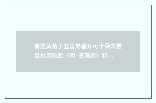 有送黄菊于五舍弟者开可十朵未尝见也用韵赋（明·王渐逵）释义及解释