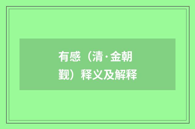 有感（清·金朝觐）释义及解释