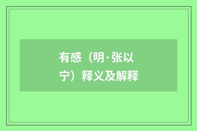 有感（明·张以宁）释义及解释