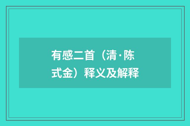 有感二首（清·陈式金）释义及解释