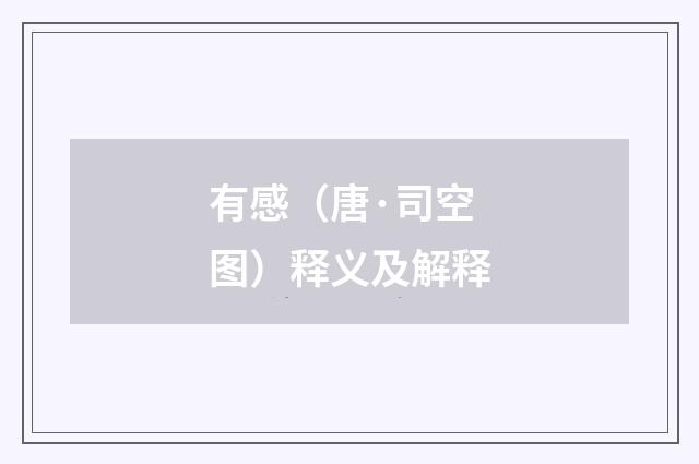 有感（唐·司空图）释义及解释