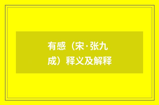 有感（宋·张九成）释义及解释