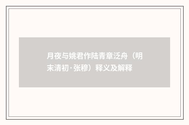 月夜与姚君作陆青章泛舟（明末清初·张穆）释义及解释
