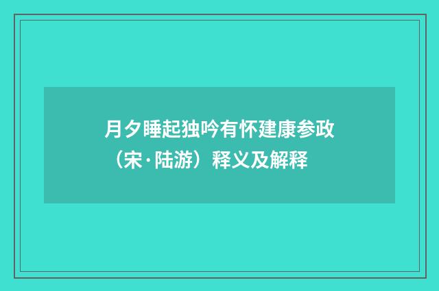 月夕睡起独吟有怀建康参政（宋·陆游）释义及解释