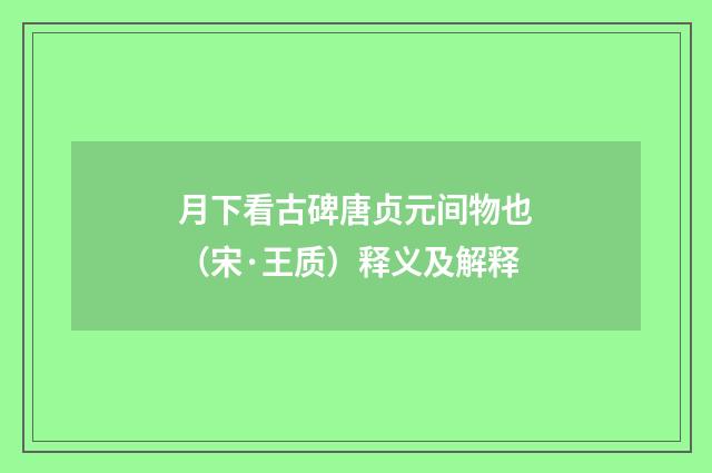 月下看古碑唐贞元间物也（宋·王质）释义及解释