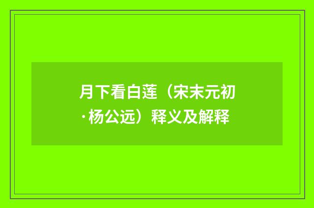 月下看白莲（宋末元初·杨公远）释义及解释