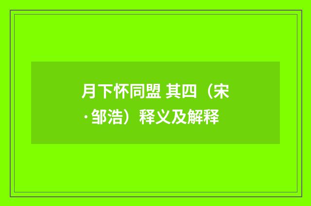 月下怀同盟 其四（宋·邹浩）释义及解释