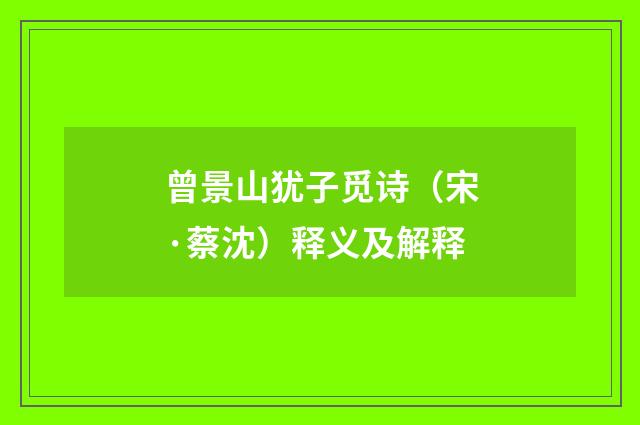 曾景山犹子觅诗（宋·蔡沈）释义及解释
