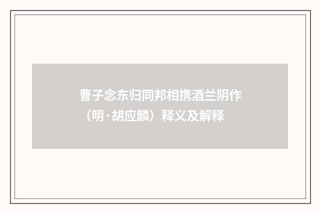 曹子念东归同邦相携酒兰阴作（明·胡应麟）释义及解释