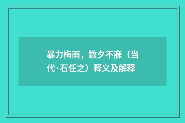 暴力梅雨，数夕不寐（当代·石任之）释义及解释