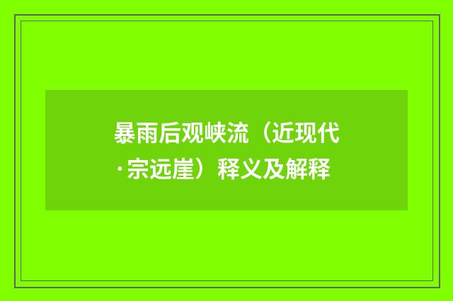 暴雨后观峡流（近现代·宗远崖）释义及解释