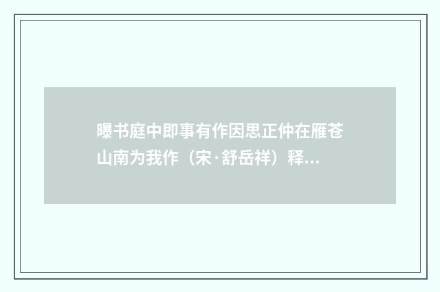 曝书庭中即事有作因思正仲在雁苍山南为我作（宋·舒岳祥）释义及解释