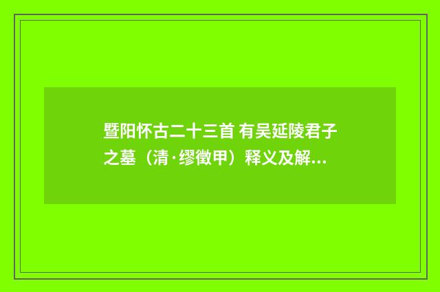 暨阳怀古二十三首 有吴延陵君子之墓（清·缪徵甲）释义及解释