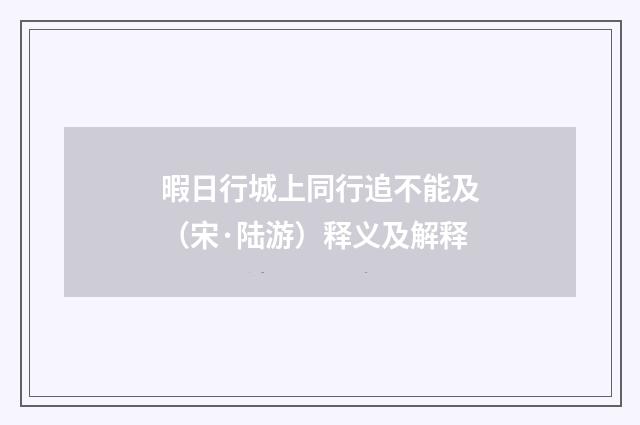 暇日行城上同行追不能及（宋·陆游）释义及解释