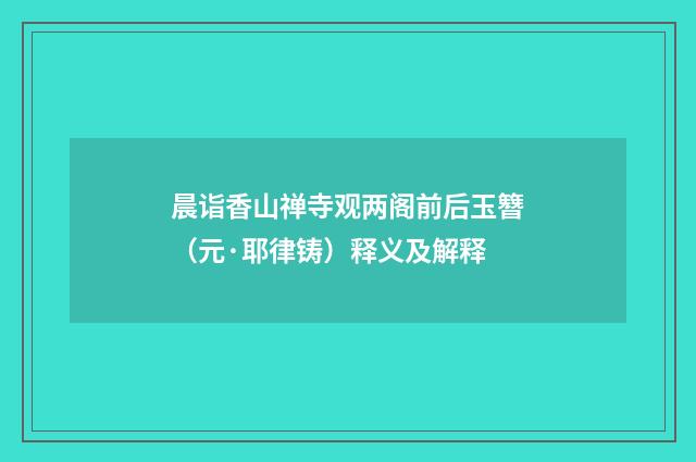 晨诣香山禅寺观两阁前后玉簪（元·耶律铸）释义及解释