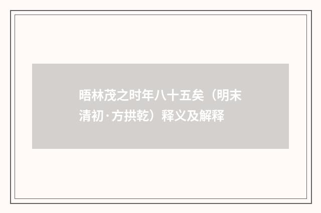 晤林茂之时年八十五矣（明末清初·方拱乾）释义及解释