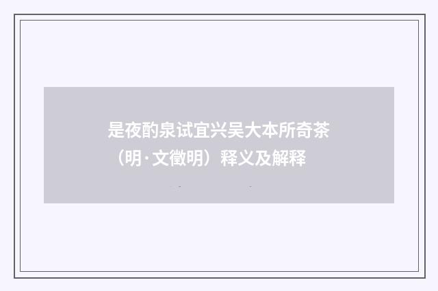是夜酌泉试宜兴吴大本所奇茶（明·文徵明）释义及解释
