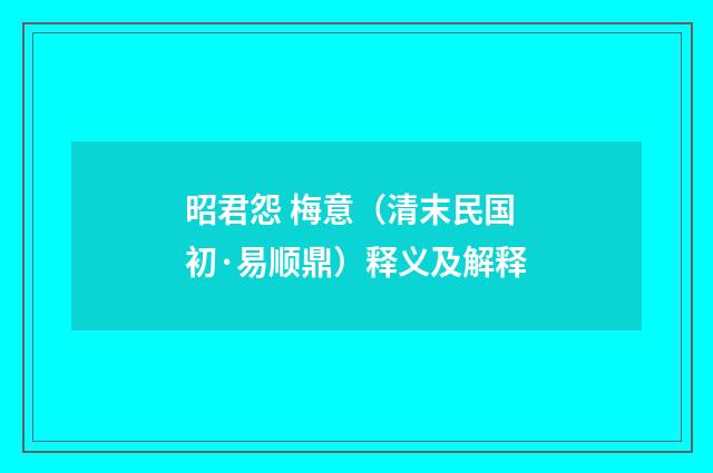 昭君怨 梅意（清末民国初·易顺鼎）释义及解释