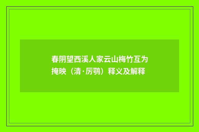 春阴望西溪人家云山梅竹互为掩映（清·厉鹗）释义及解释