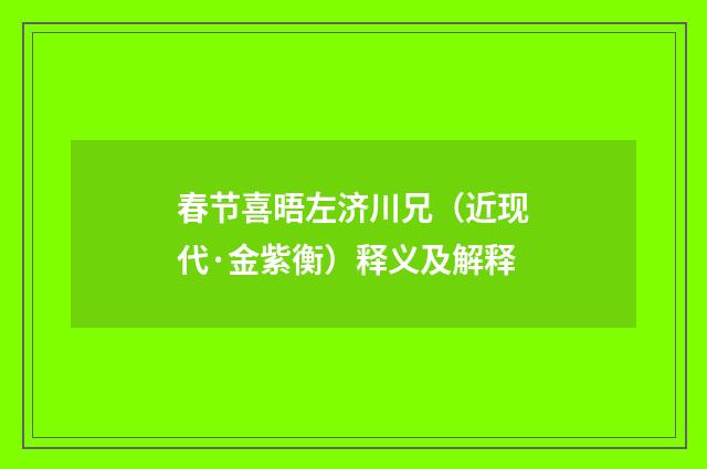 春节喜晤左济川兄（近现代·金紫衡）释义及解释